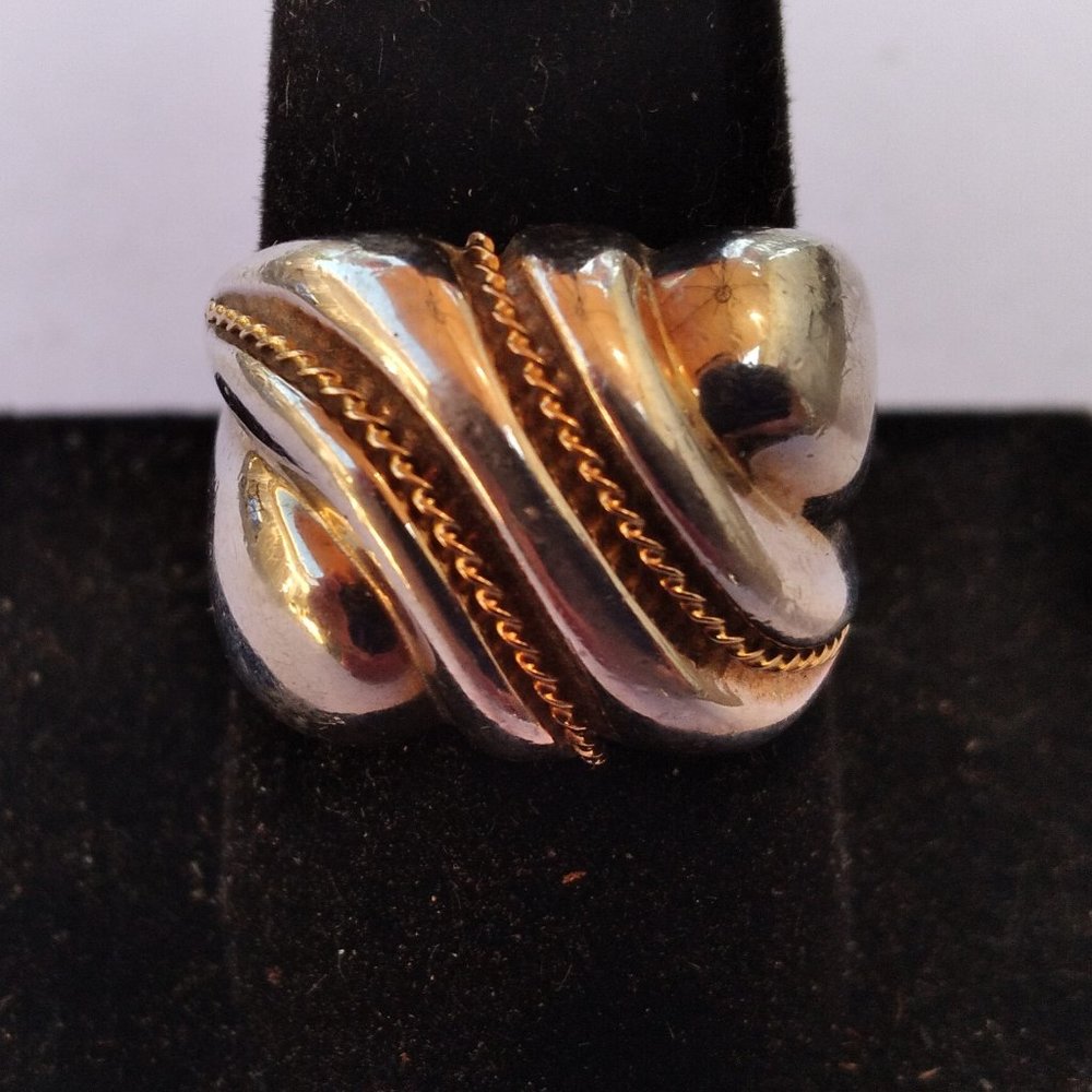 Sterling Silver with 14k Gold Inlay Ring